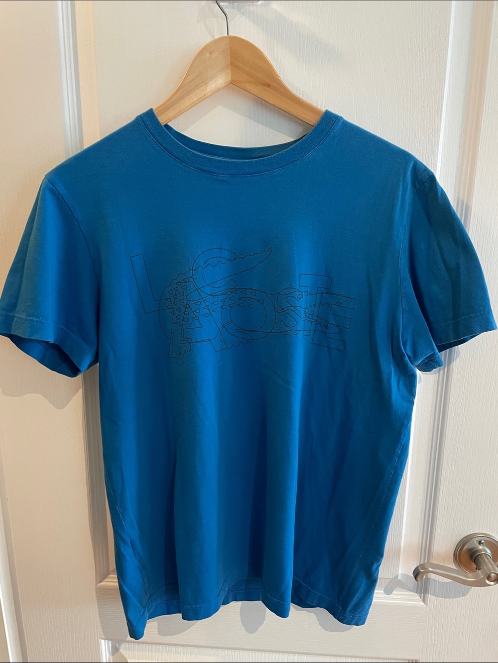 Lacoste Teal Blue Short Sleeve Logo Crewneck T-Shirt
